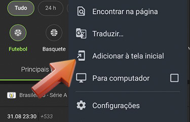 Clique em “Adicionar à tela inicial”